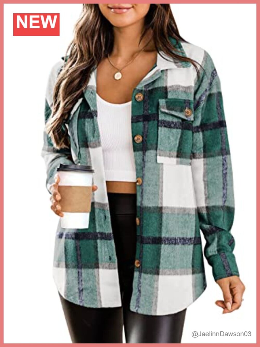 Womens Flannel Shacket Button Down Plaid Shirt Jacket Long Sleeve